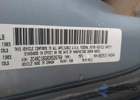 2013 Chrysler Town & Country Touring z USA, uszkodzony, nr VIN 2C4RC1BG8DR526760